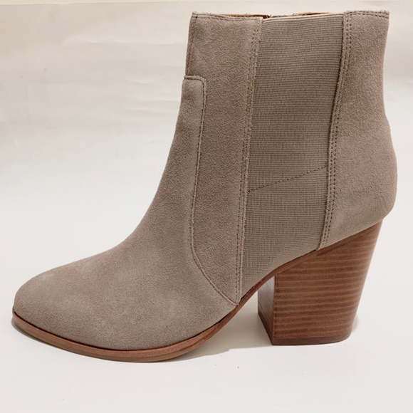 Soludos Emma Mineral Grey Suede Ankle Booties Leather Casual Block Heel Boots 10 - Picture 9 of 12